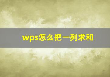 wps怎么把一列求和