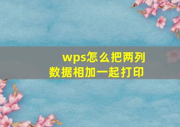 wps怎么把两列数据相加一起打印