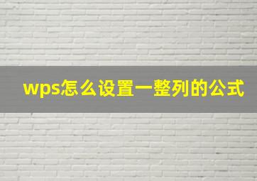 wps怎么设置一整列的公式