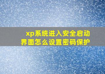 xp系统进入安全启动界面怎么设置密码保护