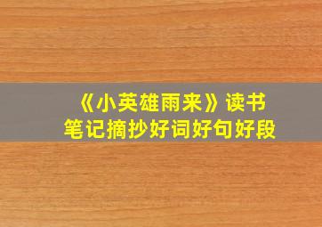 《小英雄雨来》读书笔记摘抄好词好句好段