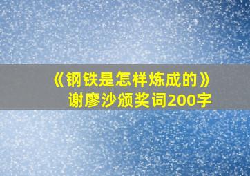 《钢铁是怎样炼成的》谢廖沙颁奖词200字