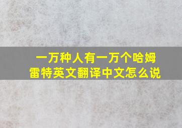 一万种人有一万个哈姆雷特英文翻译中文怎么说