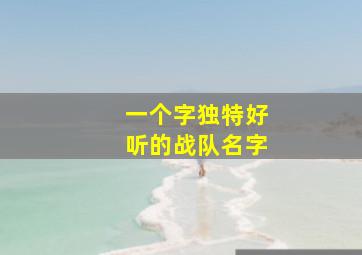 一个字独特好听的战队名字