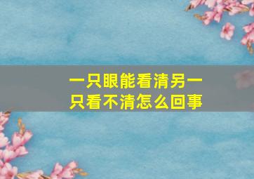 一只眼能看清另一只看不清怎么回事