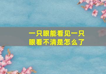 一只眼能看见一只眼看不清是怎么了