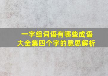 一字组词语有哪些成语大全集四个字的意思解析