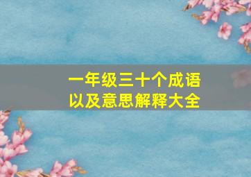 一年级三十个成语以及意思解释大全