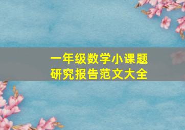 一年级数学小课题研究报告范文大全