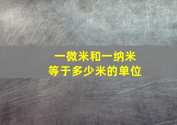 一微米和一纳米等于多少米的单位