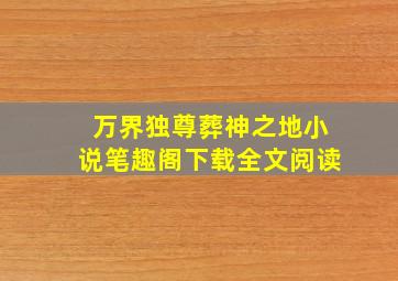 万界独尊葬神之地小说笔趣阁下载全文阅读