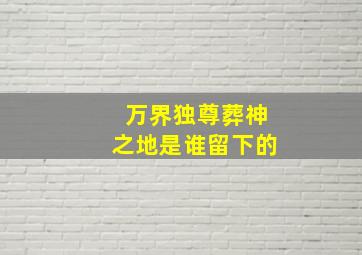 万界独尊葬神之地是谁留下的