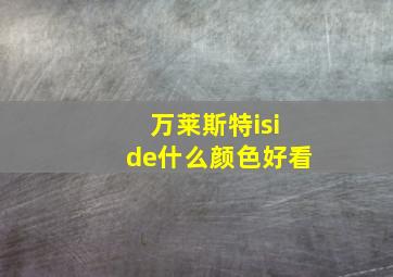 万莱斯特iside什么颜色好看