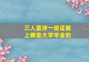 三人篮球一级证能上哪些大学毕业的