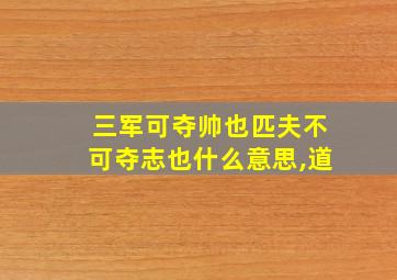 三军可夺帅也匹夫不可夺志也什么意思,道