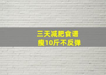 三天减肥食谱瘦10斤不反弹