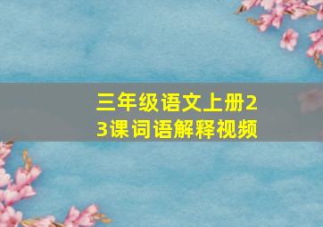 三年级语文上册23课词语解释视频