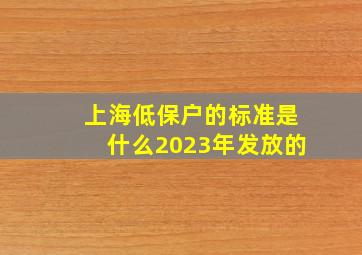 上海低保户的标准是什么2023年发放的