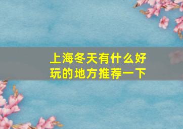 上海冬天有什么好玩的地方推荐一下