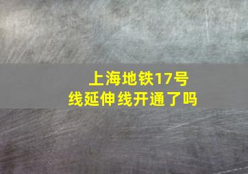 上海地铁17号线延伸线开通了吗