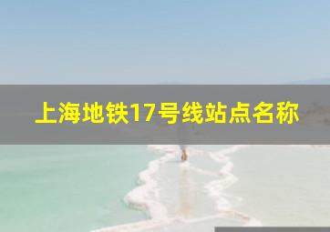 上海地铁17号线站点名称