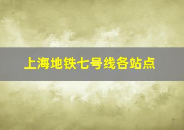 上海地铁七号线各站点