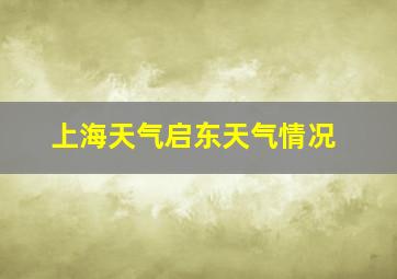 上海天气启东天气情况