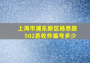 上海市浦东新区杨思路502弄收件编号多少