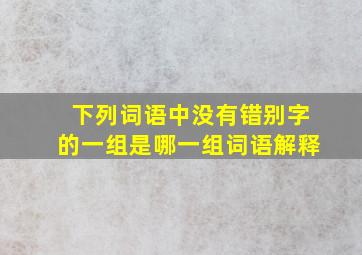 下列词语中没有错别字的一组是哪一组词语解释