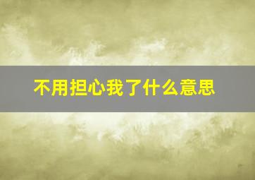 不用担心我了什么意思