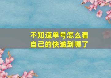 不知道单号怎么看自己的快递到哪了