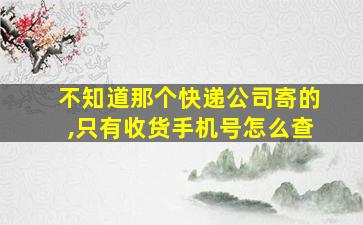 不知道那个快递公司寄的,只有收货手机号怎么查