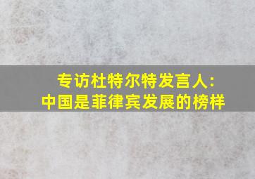 专访杜特尔特发言人:中国是菲律宾发展的榜样