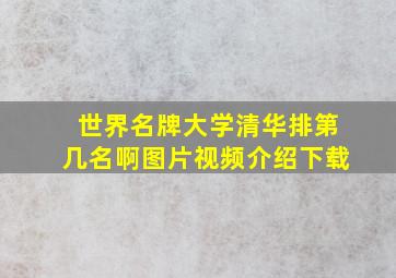 世界名牌大学清华排第几名啊图片视频介绍下载