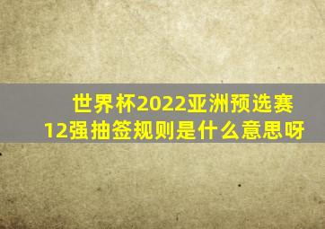 世界杯2022亚洲预选赛12强抽签规则是什么意思呀