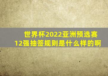 世界杯2022亚洲预选赛12强抽签规则是什么样的啊