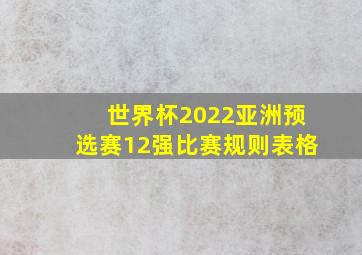 世界杯2022亚洲预选赛12强比赛规则表格