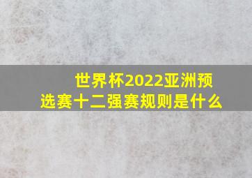 世界杯2022亚洲预选赛十二强赛规则是什么