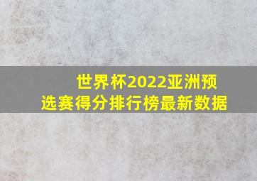 世界杯2022亚洲预选赛得分排行榜最新数据