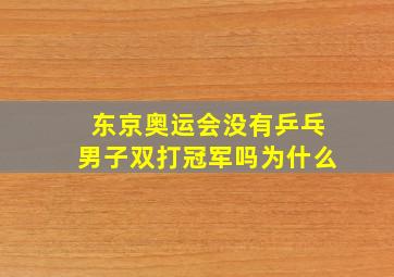 东京奥运会没有乒乓男子双打冠军吗为什么