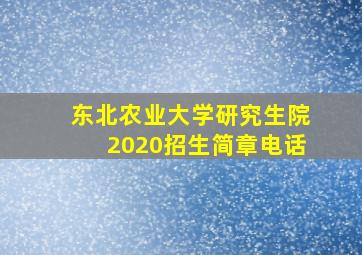 东北农业大学研究生院2020招生简章电话