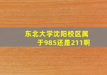 东北大学沈阳校区属于985还是211啊