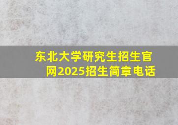 东北大学研究生招生官网2025招生简章电话