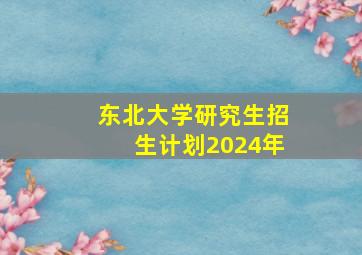 东北大学研究生招生计划2024年