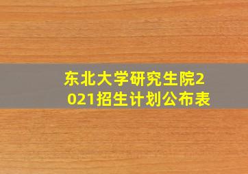 东北大学研究生院2021招生计划公布表