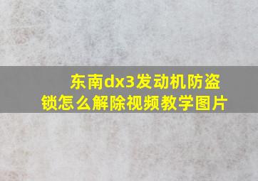 东南dx3发动机防盗锁怎么解除视频教学图片