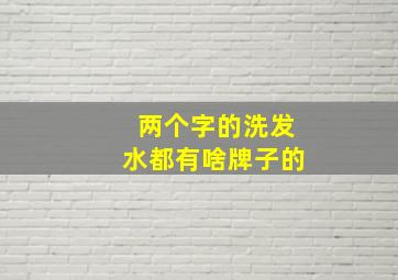 两个字的洗发水都有啥牌子的