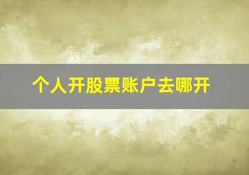 个人开股票账户去哪开