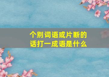 个别词语或片断的话打一成语是什么