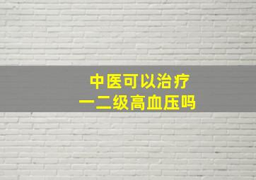 中医可以治疗一二级高血压吗